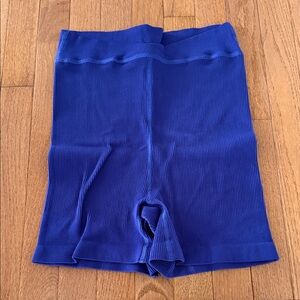 Free People Ribbed High-Waist Bike Shorts - Royal Purple